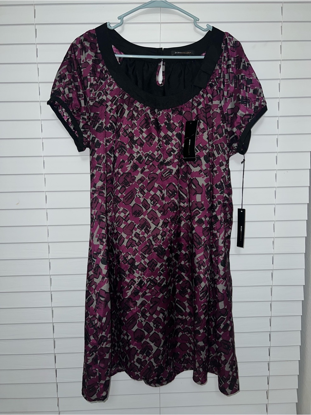 BGBGMAXAZRIA Purple Printed Short-Sleeve Dress